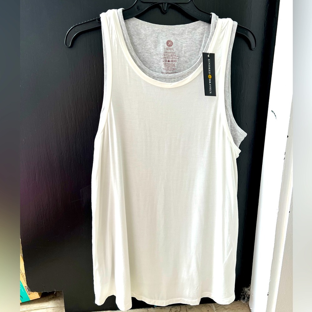 Layered white and gray nursing top